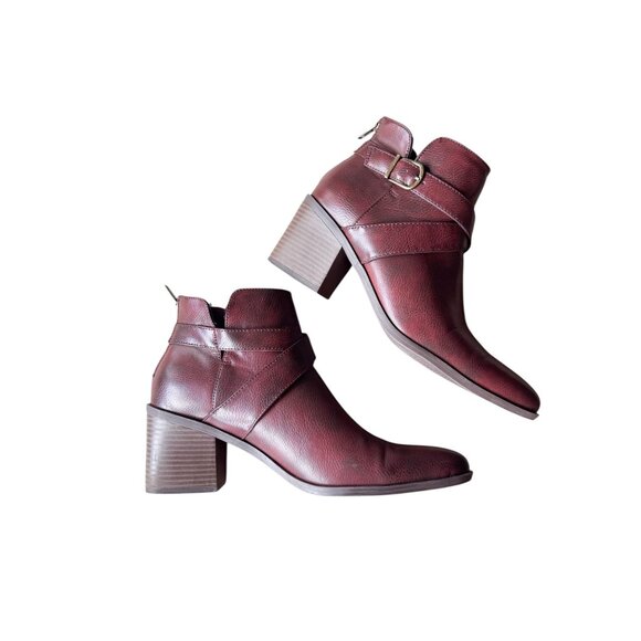 Frye & Co. Womens Pembroke 8M Redwood Ankle Boots Buckle Strap Block Heel - Picture 9 of 10